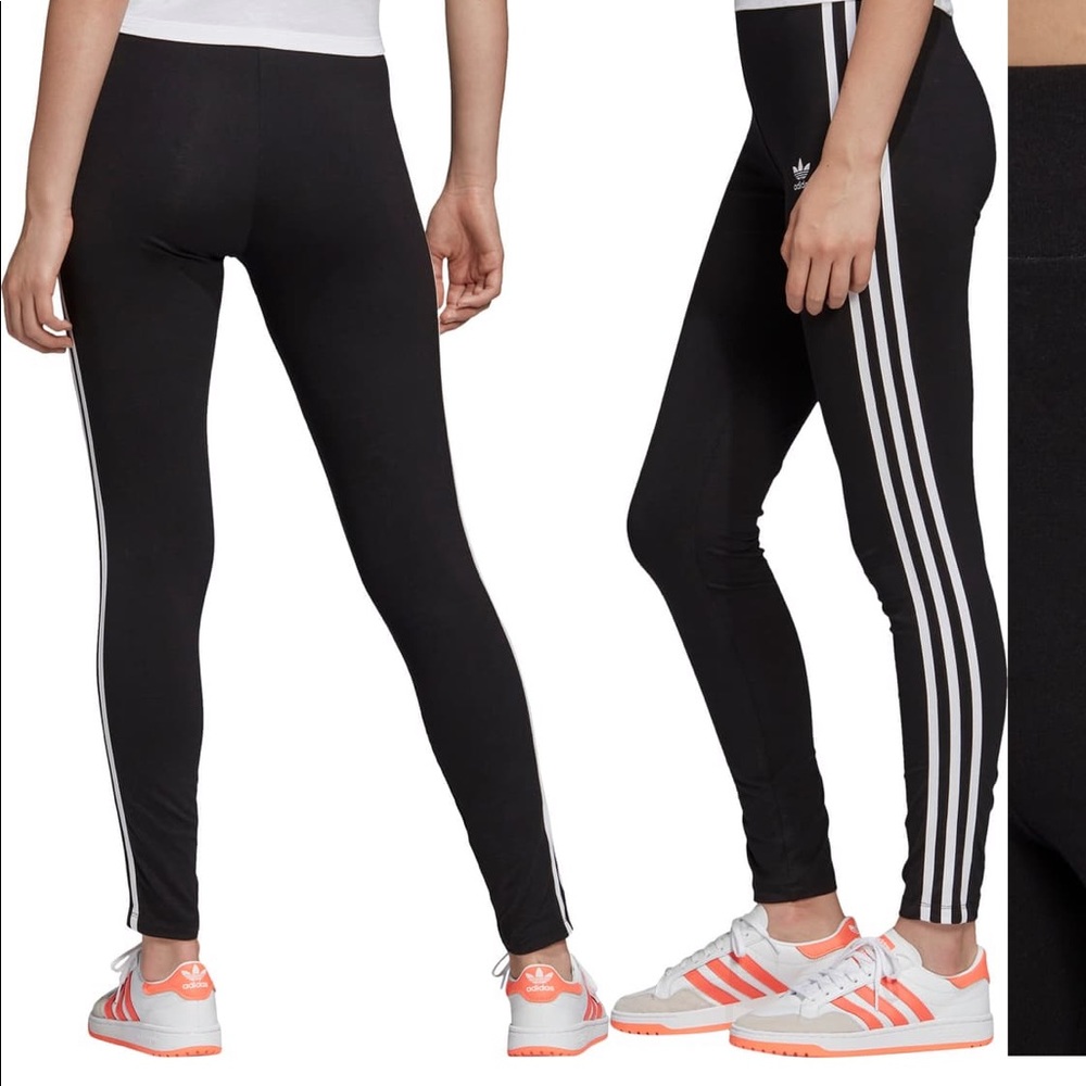 Adidas Black and White Stripe Leggings